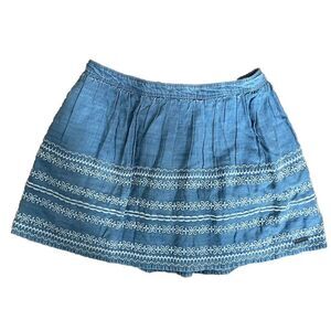Abercrombie & Fitch Women's Chambray Mini Skirt Stretch Lined Embroidered Size S